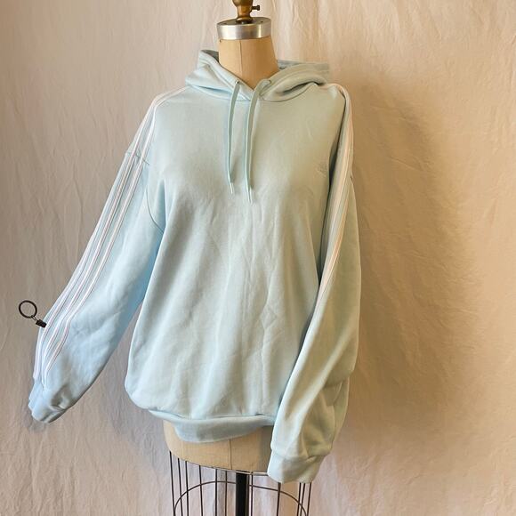 Adidas Pale Blue 3 Stripe Pullover Hoodie Size XL - Picture 2 of 7